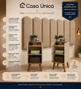 2 de Mesa de Cabeceira Nicho Porta treco Celular Organizador + Kit de Módulo NUVEM Estofada Adesiva