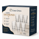Jogo De Copos De Vidro 6 Peças 350ml Casambiente Requinte