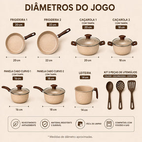 Jogo de Panelas Variadas 10 Peças - Marfim.